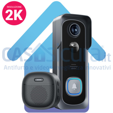 Videocitofono smart, FULL HD, audio bidirezionale, APP + Monitor Touch a batteria (opzionale)