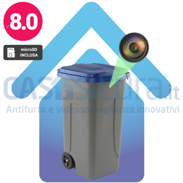 Bidone Immondizia Spia con Telecamera WiFi Nascosta – 100% a Batteria | Full HD 1080p | App Gratuita | Visione Notturna | Ideale per Esterno + Router 4G (opzionale)
