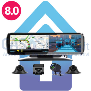 Dash Cam 4G con 2 o 4 Telecamere - 360 gradi* - Registrazione - Display 10" Touch - ADAS - Bluetooth - GPS - Visione da remoto diretta e registrazioni con APP