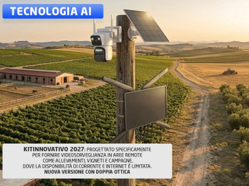 Videosorveglianza PTZ 360° per aziende agricole, allevamenti, stalle, vigneti e molto altro - 100% senza fili con router 4G ad alta amplificazione- VERSIONE TOP PLUSULTRA