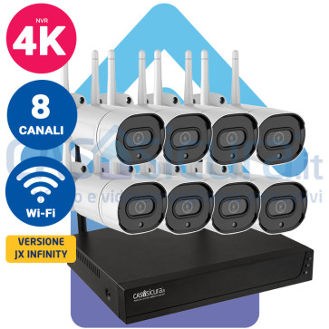 Kit Videosorveglianza IP Wireless NVR 4K 8 canali 8 Telecamere IP wifi con visione notturna e audio Autoconfigurante ampia copertura radio
