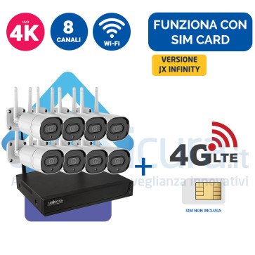Kit Videosorveglianza 4G (5G ready) Wireless nvr 4K 8 canali 8 Telecamere IP wireless ampia copertura radio - Funziona con SIM e wifi
