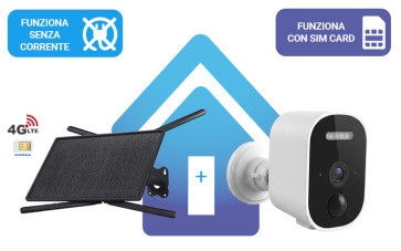 KIT: Telecamera IP 100% senza fili a BATTERIA  + router 4G + alimentazione solare, tutto senza fili