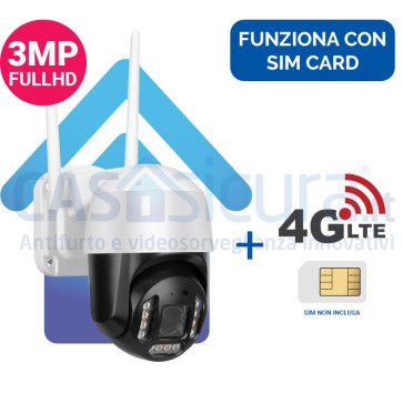 Telecamera IP 4G senza fili da esterno 360° con risoluzione HD 8.0 con router - Funziona con SIM e wifi