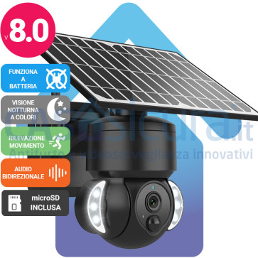 Telecamera compatta IP senza fili da esterno 360° con risoluzione FULL HD 8.0  - 100% senza fili