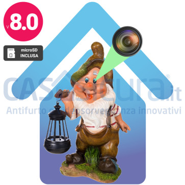 NANO-GIARDINO-SPY – Nano da Giardino con Microcamera WiFi Nascosta Full HD | Telecamera Spia per Giardino, Cortile e Vialetto | 100% a Batteria | Visione Notturna | App Remota | Prodotto Personalizzato