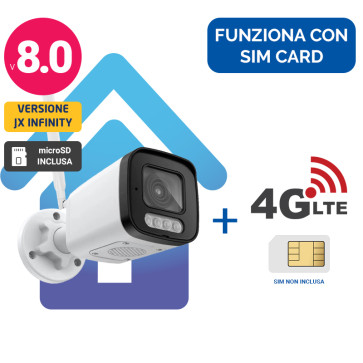 Telecamera IP 4G senza fili da esterno FULL HD 8.0 con router - Funziona con SIM e wifi