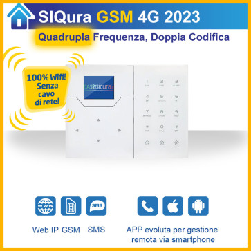 Centralina SIQura QUADRUPLA frequenza per linea fissa + SIM + SMS - NUOVA versione 2023 con display LCD a colori! 