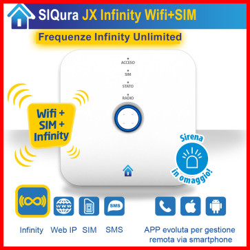 Centrale di allarme SIQURA JX Frequenze Infinity Unlimited + Internet + WiFi + SIM
