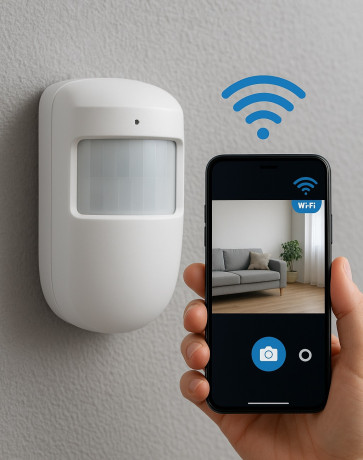 Telecamera spia PIR in finto sensore di movimento - Gestibile da remoto Wi-fi con app gratuita