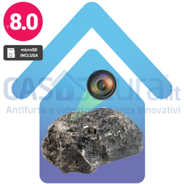 SASSO-SPY – Sasso Finto con Microcamera WiFi Nascosta Full HD | Telecamera Spia da Esterno | Giardino, Cortile e Ingresso | 100% a Batteria | Visione Notturna | App Remota | Prodotto Personalizzato