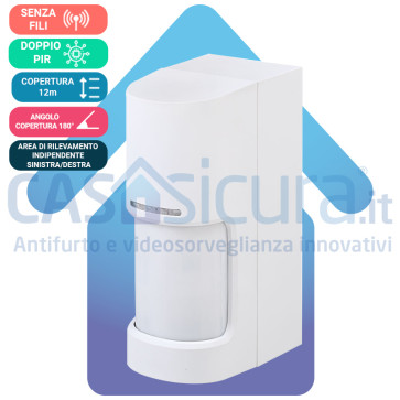 Sensore professionale da esterno 180° anti-mascheramento SENZA FILI - Analisi digitale umanoidi