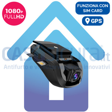 Dash Cam Telecamera per Auto 1080p FULL HD - Connessione con SIM card + WIFI - GPS integrato