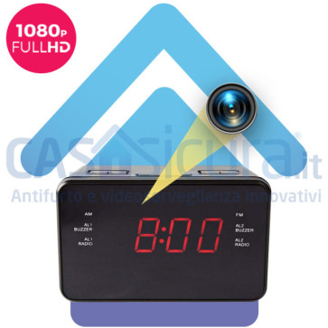 Radiosveglia spia con orologio e radio - Senza filo, invisibile, FULL HD - Visione anche in ambienti bui + Router 4G (opzionale)