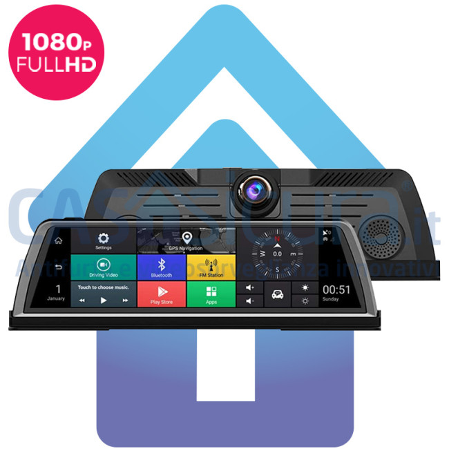 Dash Cam 4G con 4 Telecamere - 360 gradi - Registrazione - Display 10  Touch - ADAS - Bluetooth - GPS - Visione da remoto diretta e registrazioni  con