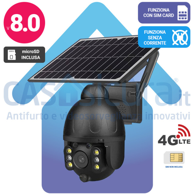 Telecamera Di Sicurezza Esterna 4G LTE PTZ 360° - 2K C, Senza WiFi, Nuova
