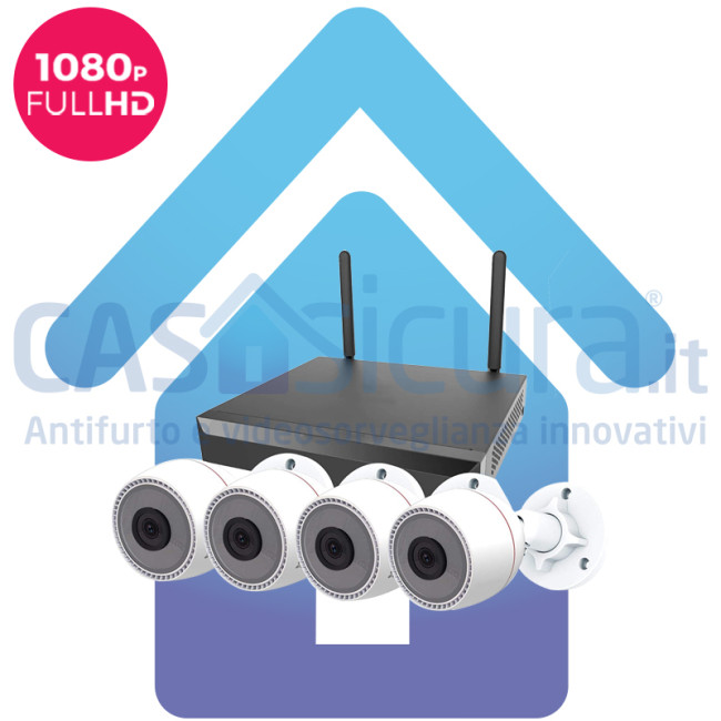 KIT NVR WIRELESS 4 CH, 4 TELECAMERE IP 1 MP