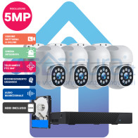 Kit Videosorveglianza IA Intelligenza artificiale 4k (8 Mpx)*  PoE con NVR da 8 canali e 4 telecamere MOTORIZZATE (espandibile) - Funzione tracciamento ed inseguimento - Visione notturna a colori - Audio bidirezionale
