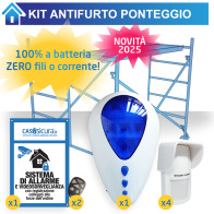 Antifurto ponteggi completo, totalmente senza fili, a batteria con accessori + Combinatore GSM (opz) integrato 100% a BATTERIA