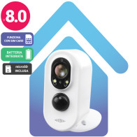 Telecamera 4G LTE con SIM card videosorveglianza ***SENZA*** bisogno di internet, 8.0, audio e video HD, nuovo modello con batteria tampone