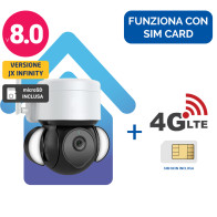 Telecamera IP 4G senza fili da esterno 360° con risoluzione 8.0 con router - Funziona con SIM e wifi
