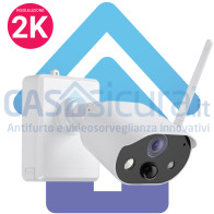 Telecamera 100% a batteria 2K (ricaricabile e removibili) ad alta risoluzione - Audio Bidirezionale - Rilevamento "umanoidi" + Router 4G (opz)