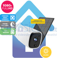 Telecamera solare IP 100% senza fili wifi, da esterno, audio, visione notturna, full HD
