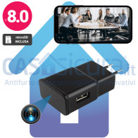 Caricatore USB con telecamera spia Wi-Fi. 2 in 1 - Spy Camera 4K con caricatore batteria ed allarme. Anche ambienti bui 1 lux. + Router 4G opzionale
