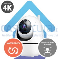 Telecamera IP wifi pan/tilt 360° motorizzata senza fili smart con riconoscimento facciale persone e funzioni intelligenti, Full HD, 8.0