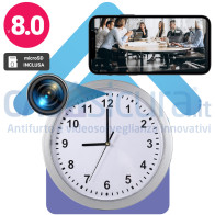 Telecamera orologio spia da parete a batteria (LUNGA AUTONOMIA)- Senza filo, Invisibile, 4K FULL HD 1080p a batteria. Visione ambienti bui 1 lux