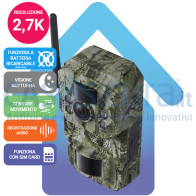 Telecamera fototrappola 4G comp. 5G da esterno a batteria con schermo LCD - Funziona con SIM -  risoluzione 4K UHD + GPS e + SD card 32Gb (opzionale)