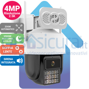 Telecamera wifi pan/tilt da esterno con super Intelligenza Artificiale, doppio obiettivo e molto altro