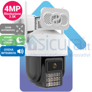 Telecamera wifi pan/tilt da esterno con super Intelligenza Artificiale, doppio* obiettivo e molto altro