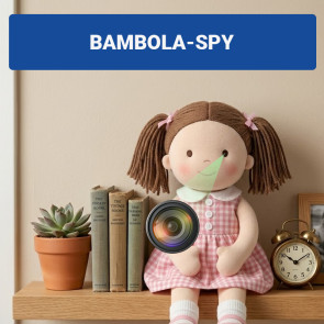 BAMBOLA-SPY – Bambola con Microcamera WiFi Nascosta Full HD | Telecamera Spia per Casa | 100% a Batteria | Visione Notturna | App Remota | Prodotto Personalizzato