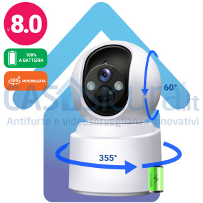 Telecamera 100% a batteria semovente ORIENTABILE, senza fili, sensore di movimento, audio, visione notturna