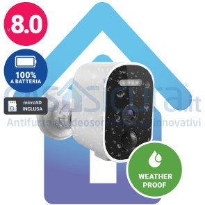 Telecamera IP A BATTERIA 100% wifi SENZA FILI da interno/esterno Full HD, audio, visione notturna e molto altro