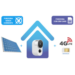 KIT: Telecamera IP 100% senza fili a BATTERIA versione compatta + router 4G + alimentazione solare, tutto senza fili