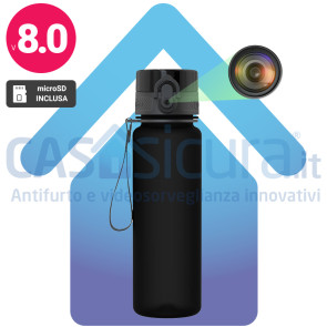 Borraccia Spia con Telecamera WiFi Nascosta – 100% a Batteria | Full HD 1080p | App Gratuita | Visione Notturna | Portatile e Discreta + Router 4G (opzionale)