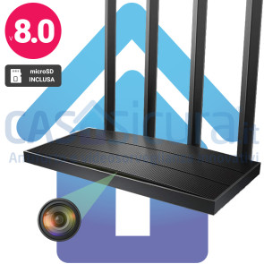 DECODER-ROUTER-SPY – Decoder / Router con Microcamera Nascosta WiFi Full HD 1080p | Alimentato da Rete per Sorveglianza Continua 24/7 | Visione Notturna | App Remota | Audio Bidirezionale | Telecamera Spia da Salotto | Prodotto Personalizzato