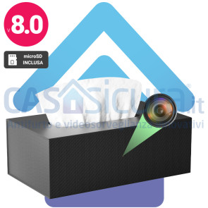 FAZZOLETTI-SPY – Porta Fazzoletti con Microcamera Nascosta WiFi Full HD 1080p | Visione Notturna a Infrarossi | Rilevamento Movimento | Batteria 2800mAh | App Remota | MicroSD 128GB | Telecamera Spia da Arredo | Personalizzabile