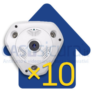 Bundle 10 pezzi - Telecamera IP wifi 360° Fisheye - 4 telecamere in 1