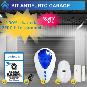 Antifurto garage a batteria senza fili, ideale per box e cantina + Combinatore GSM (opz) integrato 100% a BATTERIA