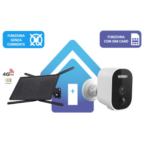 KIT: Telecamera IP 100% senza fili a BATTERIA  + router 4G + alimentazione solare, tutto senza fili