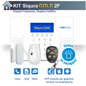 Kit antifurto Siqura GOLD con collegamento SIM (GSM/4G/5G) + Chiamate vocali + SMS - centrale DOPPIA frequenza