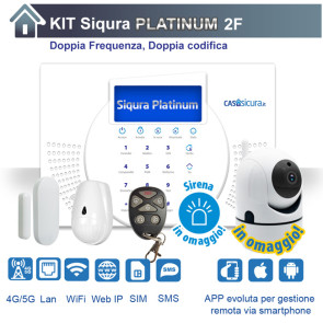 KIT Antifurto SIQURA Platinum - 4G Hybrid Total Absolute SIM + LAN + WIFI (Internet ridondante LAN + WIFI + 4G/5G + SIM + SMS) - Centrale Doppia Frequenza