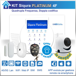 KIT Antifurto SIQURA Platinum - 4G Hybrid Total Absolute SIM + LAN + WIFI (Internet ridondante LAN + WIFI + 4G/5G + SIM + SMS) - Centrale Quadrupla Frequenza