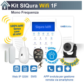 KIT Siqura Wifi (senza cavo di rete), centrale Mono Frequenza, Internet + SIM