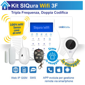 KIT Siqura Wifi (senza cavo di rete), centrale Tripla Frequenza, Internet + SIM