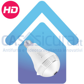 Telecamera spia con lampadina LED - Wi-FI Senza filo - Videocamera fisheye 360° FULL HD 1080p. Infrarosso + Audio + Supporto snodabile (opzionale) 
