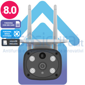 Telecamera IP 4G senza fili da esterno con pannello solare e router integrati - Funziona con SIM e senza corrente